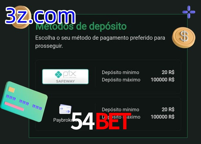 O cassino 54Bet oferece uma grande variedade de métodos de pagamento